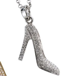 Head over heels 27” long3” charm Swarovski crystal